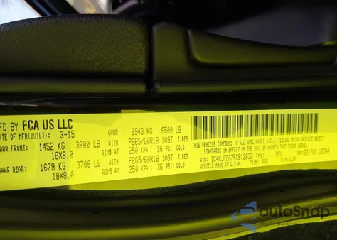 2015 Jeep Grand Cherokee Limited z USA, uszkodzony, nr VIN 1C4RJFBG7FC812632